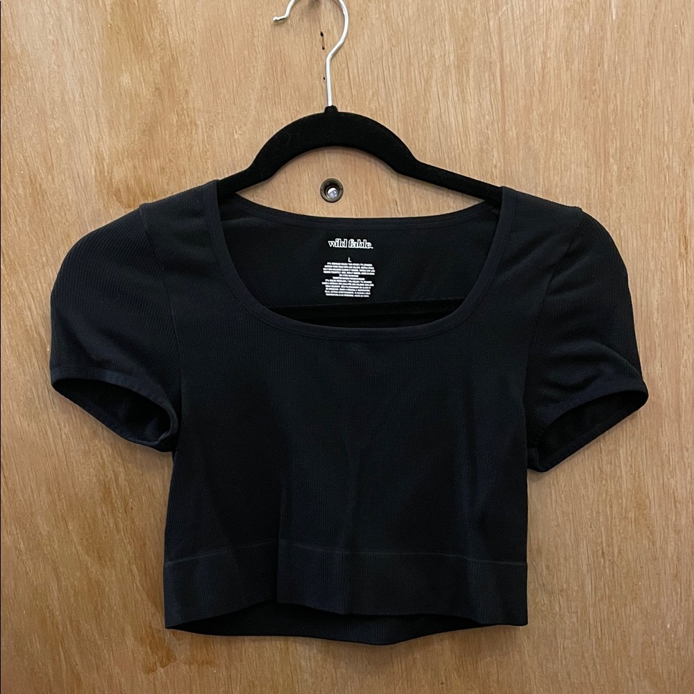Wild Fable Ribbed Black Crop Top